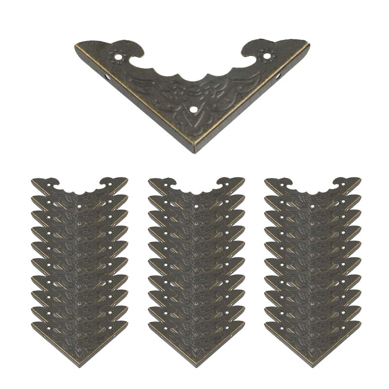 Geesatis Corner Hardware 2.2" X 1.6" Iron Decorative Corner Protector Corner Bracket Protector for Box Table Desk, with Mounting Screws, Bronze, 30 Pack - Image 1